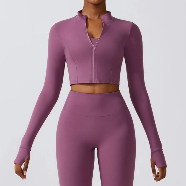 Active wear 4 pieces sports BraTop yoga jacket workout sets for women sportswear Gym Fitness set - Image 4