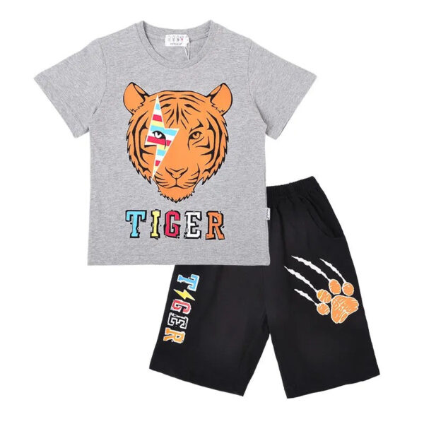 Boy clothes set kids clothes high quality clothes set tops and pants for boys with tiger design - Image 2