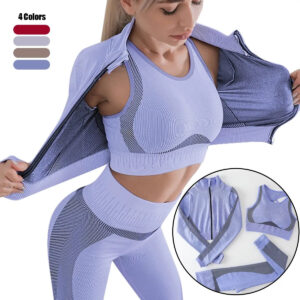 Breathable women 3 pieces workout set sports Bra High waist Leggings activwear2023 yoga set