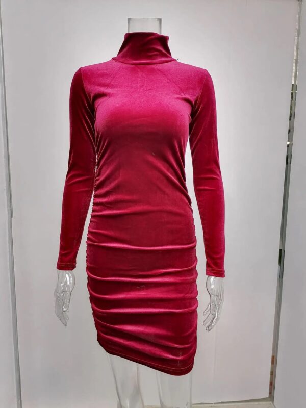 Autumn winter new design high swearter style long sleeve velvet fabric for dress elegant club dress - Image 4