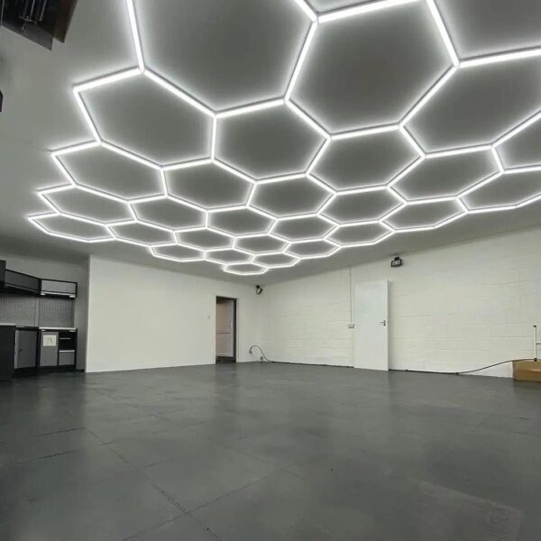 Factory sell Hexagonal Grid Led Light Honeycomb Garage Lamp Led Hexagon morden ceiling Lights For auto Detailing Shop Garage - Image 5