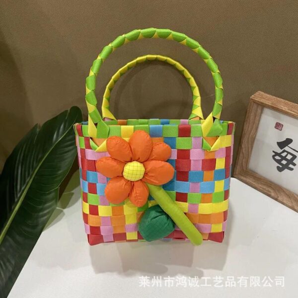 Fashion Casual Colorful Woven Bucket Bag (11 Bags, 1 of each color) - Image 6