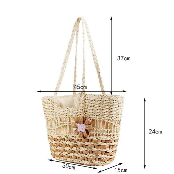 Large Straw Hollow out Handwoven - Handbags (10 bags, 5 of each color) - Image 4