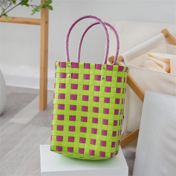 Colorful Bucket Straw Plastic Hand Backet (20 bags, 4 of each color) - Image 5