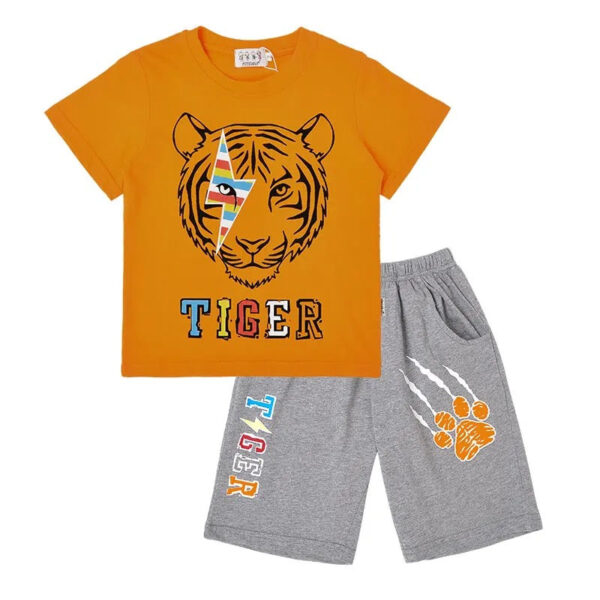Boy clothes set kids clothes high quality clothes set tops and pants for boys with tiger design - Image 3