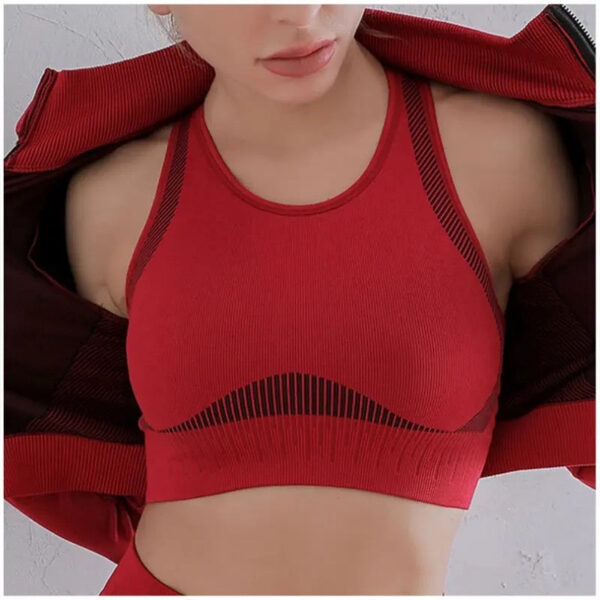 Breathable women 3 pieces workout set sports Bra High waist Leggings activwear2023 yoga set - Image 3