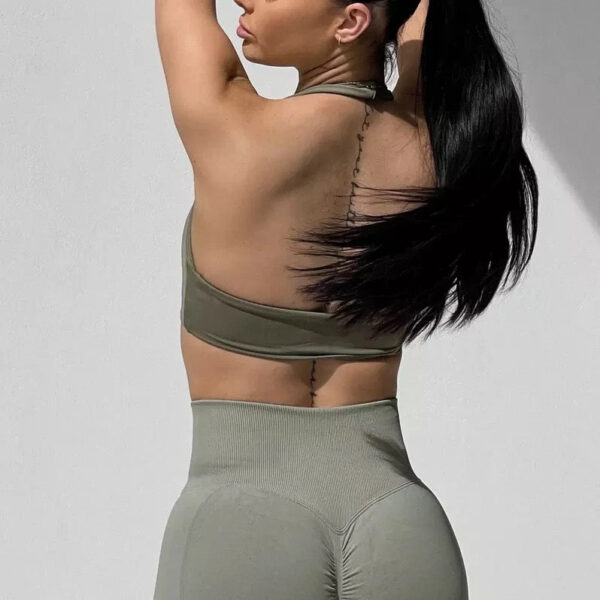 Custom 2024 althletic Fitness wear Soil Front Twist yoga Bra  women workout Halter sports Bra - Image 4