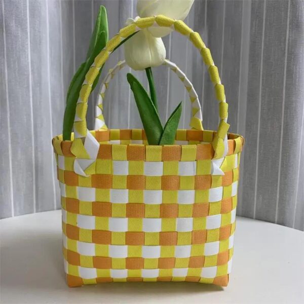 Plastic Woven Handbag Colorful Straw (40 Bags, 4 of each color) - Image 4