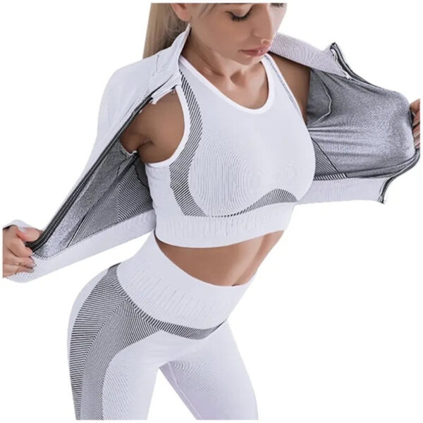 Breathable women 3 pieces workout set sports Bra High waist Leggings activwear2023 yoga set - Image 2