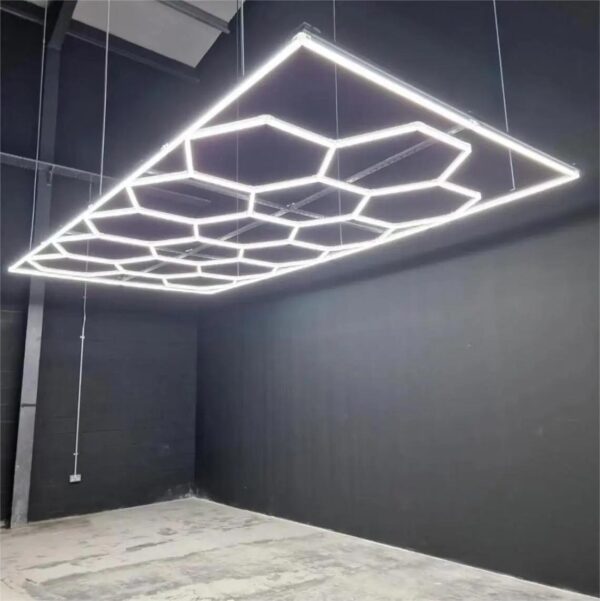 Factory sell Hexagonal Grid Led Light Honeycomb Garage Lamp Led Hexagon morden ceiling Lights For auto Detailing Shop Garage - Image 2